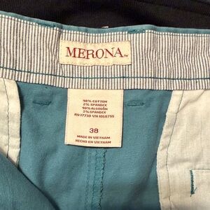 Merona Teal Flat Front Men’s Shorts Size 38